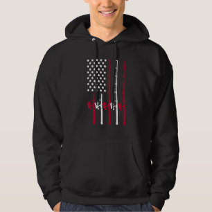 Fishing Rod With American Flag Fisherman 4th Of Ju Hoodie