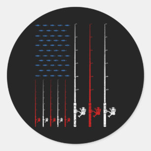 Fishing Rods American Flag Classic Round Sticker