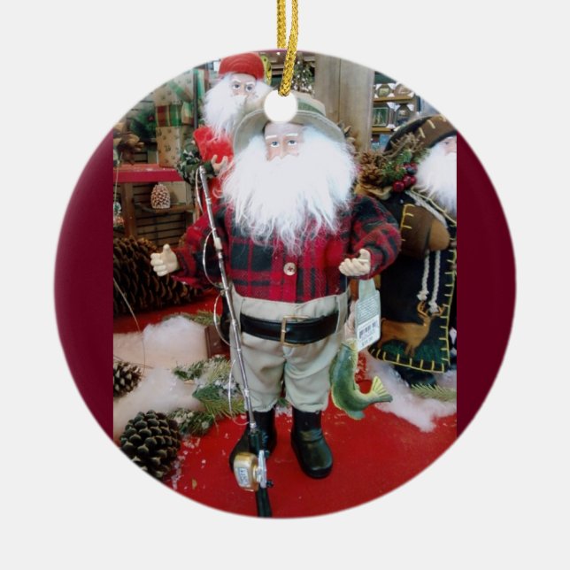 FISHING SANTA CHRISTMAS ORNAMENT (Front)