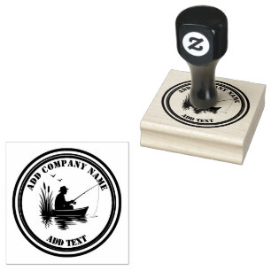 Fishing Silhouette Brand Logo Rubber Stamp