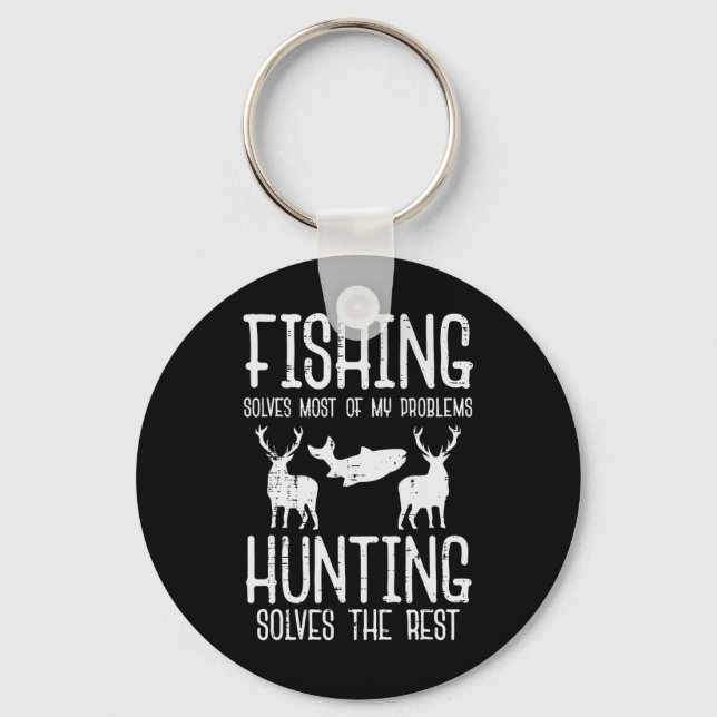 Fishing Solves Most Problems Hunting Rest Funny Me Keychain (Front)