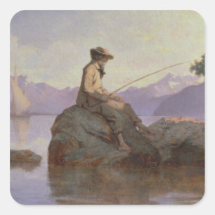 Fishing Square Sticker