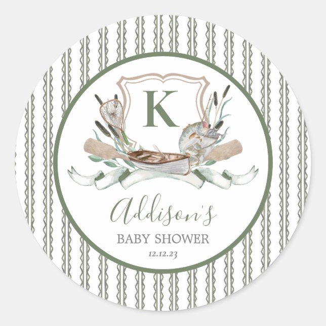 Fishing sticker, preppy fish birthday sticker (Front)