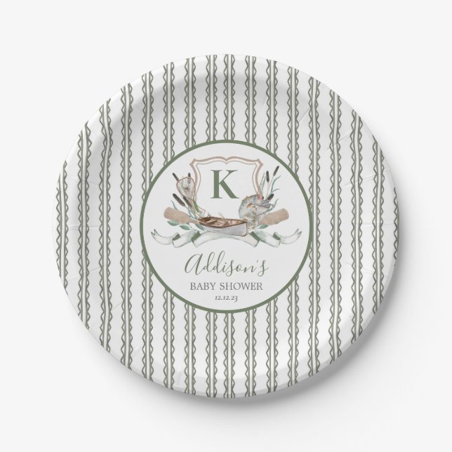 Fishing sticker, preppy fish birthday sticker paper plate (Front)