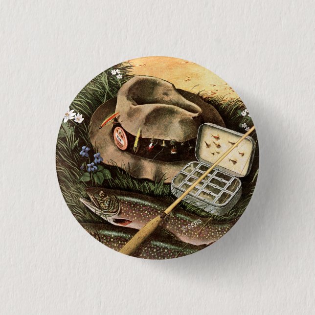 Fishing Still Life 1 Inch Round Button (Front)