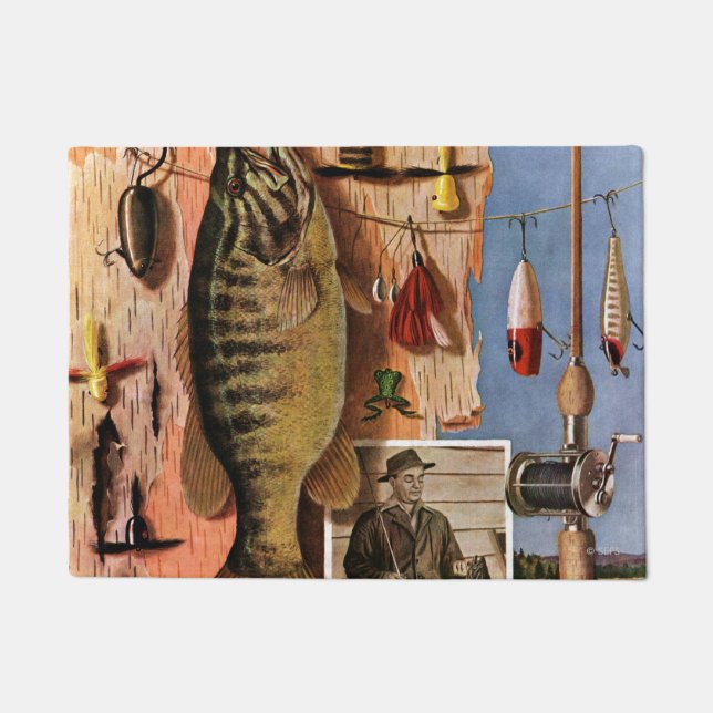 Fishing Still Life by John Atherton Doormat (Front)