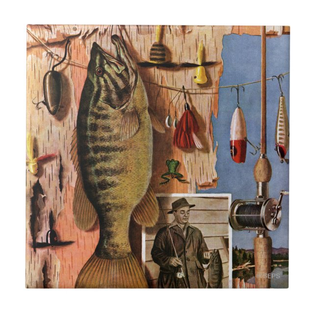 Fishing Still Life by John Atherton Tile (Front)