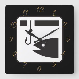 Fishing store square wall clock