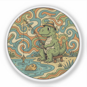 Fishing T-Rex - Groovy Dinosaur Angler