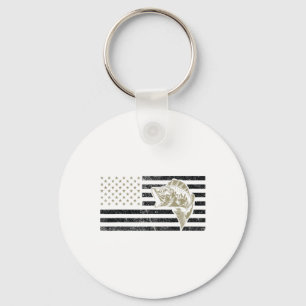 Fishing Tee For Men - Vintage Us American Flag Men Keychain