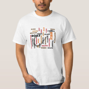 Fishing Terms Coloured Ltrs hook background T-Shirt