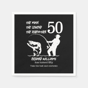 Fishing the Legend Rodfather 50th Birthday Napkin