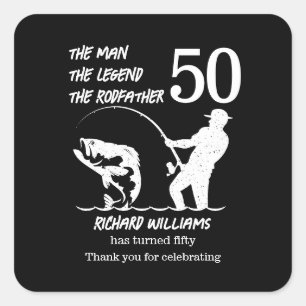 Fishing the Legend Rodfather 50th Birthday Square Sticker
