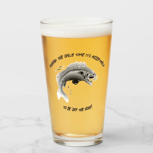 Fishing: The only time it's... - Fishing Beer Glass (Front Filled)