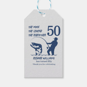 Fishing the Rodfather Big Fish 50th Birthday Gift Tags