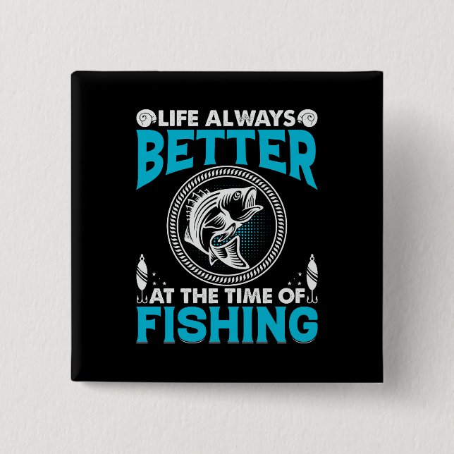 Fishing Theme 2 Inch Square Button (Front)