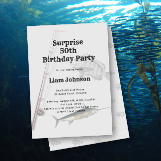 Fishing Theme Adult Male Birthday Party Invitation