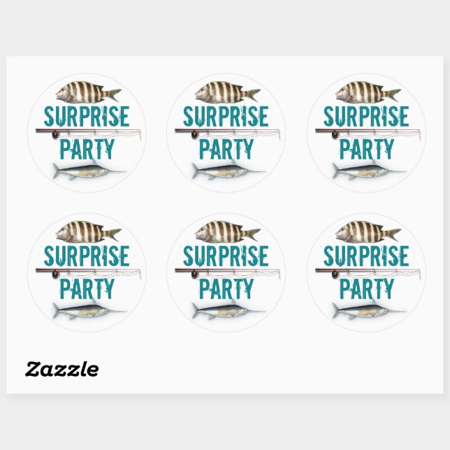 Fishing Theme Surprise Party Invite Envelope Seal (Sheet)