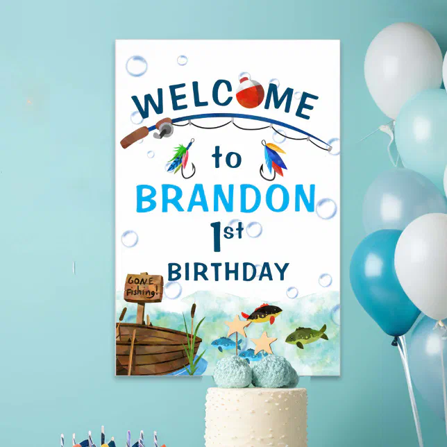 Welcome Tooffish Fishing themed O-fish-ally birthday welcome sign | Zazzle