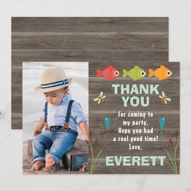 Fishing themed photo thank you card (Front/Back)
