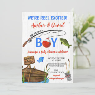 Fishing Themed Reel Excited Baby Shower  Invitation