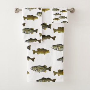 Fishing Themed Walleye Bass Angler Men's Bath Towel Set