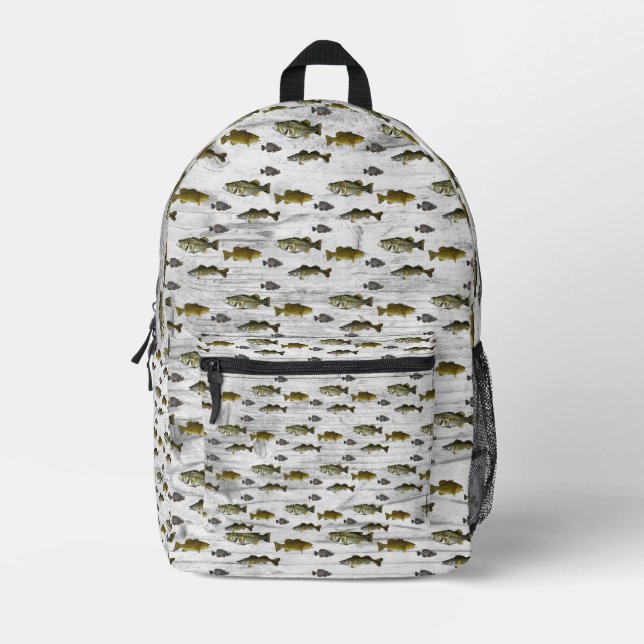 Fishing Themed Walleye Bass Crappie Angler Men's  Printed Backpack (Front)