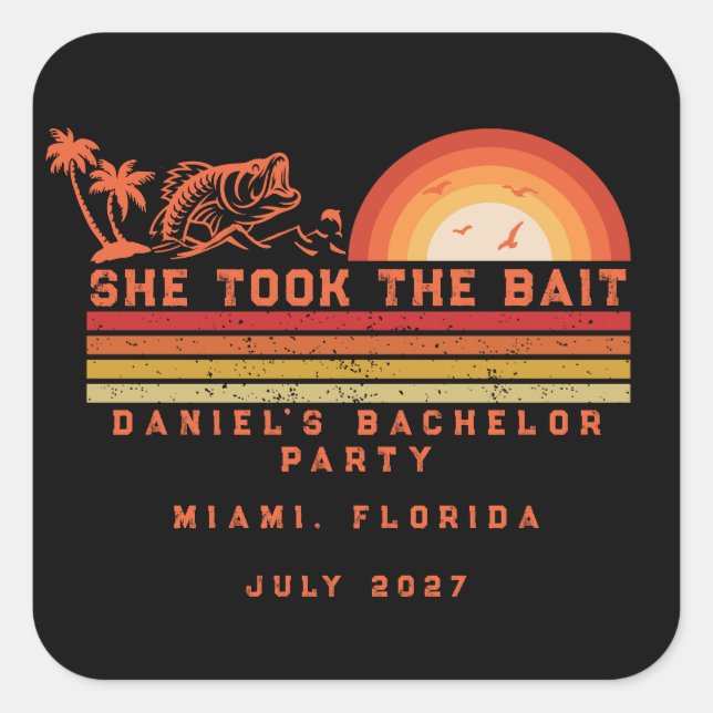 Fishing Themed Weekend Trip Bachelor Party  Square Sticker (Front)