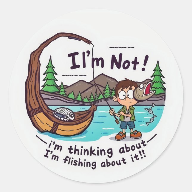 Fishing Thoughts: Not Just a Tall Tale! Classic Round Sticker (Front)