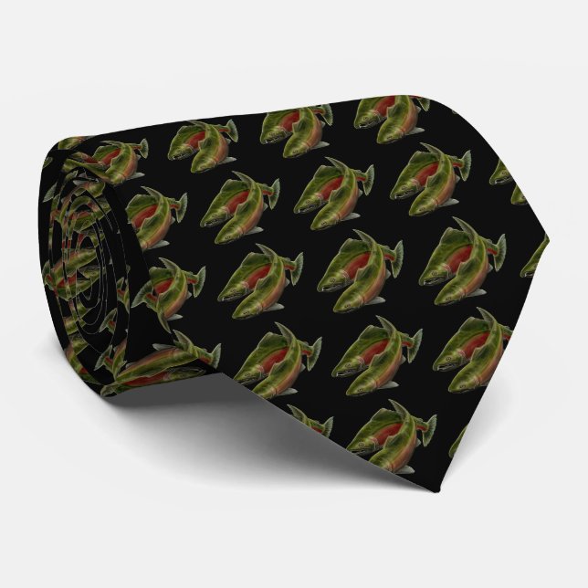 Fishing Ties Coho Fisherman Gifts Fisherman Tie (Rolled)