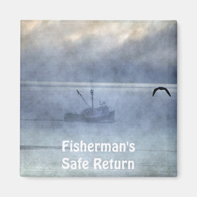 Fishing Trawler & Seagull Fishermans Gift Magnet (Front)