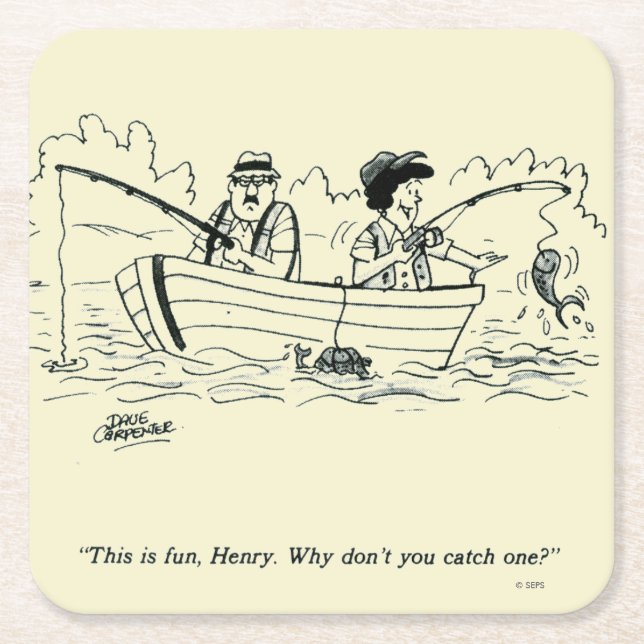 Fishing Trip Square Paper Coaster (Front)