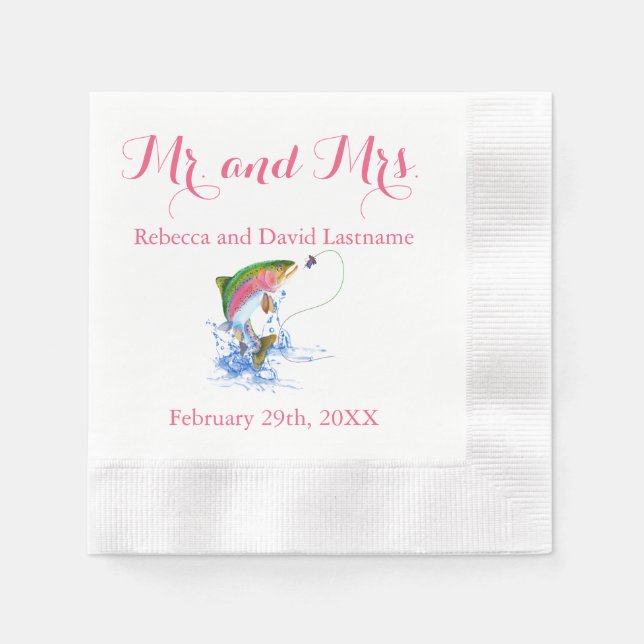 Fishing Trout Themed Wedding Napkin (Front)