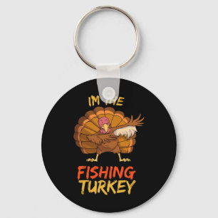 Fishing Turkey Matching Family Group Thanksgiving Keychain