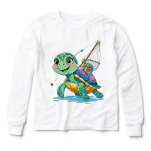 Fishing Turtle – Kids’ Long Sleeve Tee