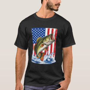 Fishing US American Flag Bass Fish Fisherman Long T-Shirt