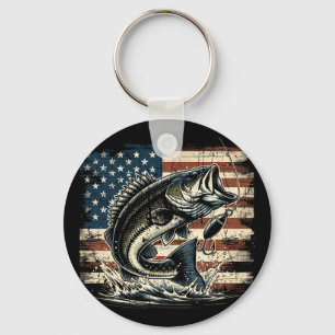 Fishing Us American Flag Byss Fish Fisherman Keychain