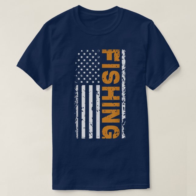 Fishing Usa American Flag 1053  T-Shirt (Design Front)