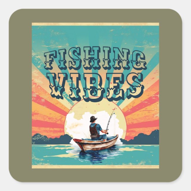 Fishing Vibes Outdoor Adventures Square Sticker (Front)