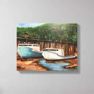 Fishing Village Acrylic Landscape Canvas Print