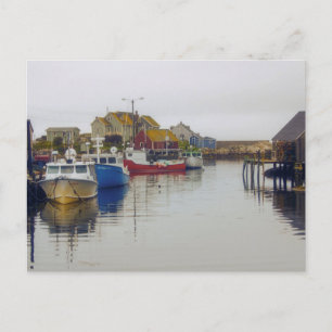 Fishing Village Nova Scotia Canada Art Postcard