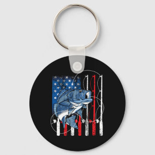 Fishing Vintage American Flag B Fisherman Gifts Keychain