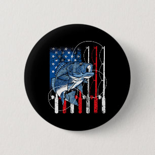 Fishing Vintage American Flag Byss Fisherman Gifts 2 Inch Round Button
