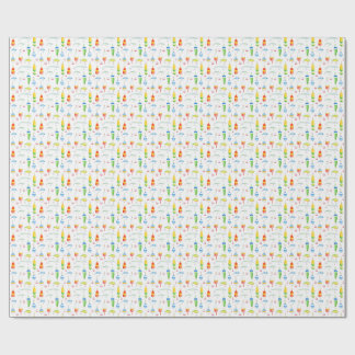 Fishing watercolor buoys and lures wrapping paper