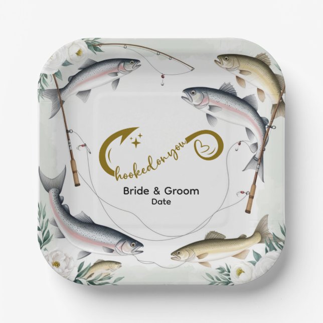 Fishing  Wedding themed for Fishing lovers  Paper Paper Plate (Front)