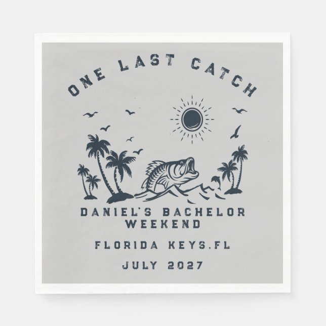 Fishing Weekend Trip Funny Bachelor Party  Napkin (Front)