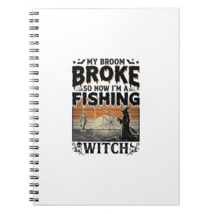 Fishing Witch Halloween Vintage Vector Design_1 Notebook