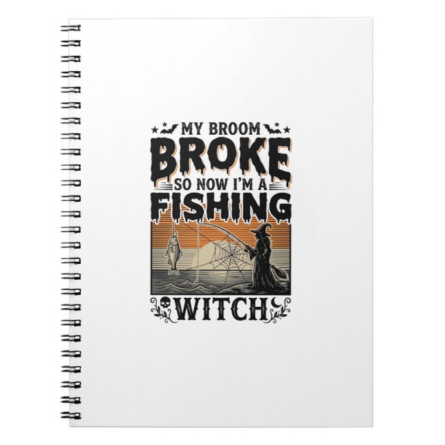 Fishing Witch Halloween Vintage Vector Design_1 Notebook (Front)