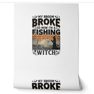 Fishing Witch Halloween Vintage Vector Design_1 Wallpaper
