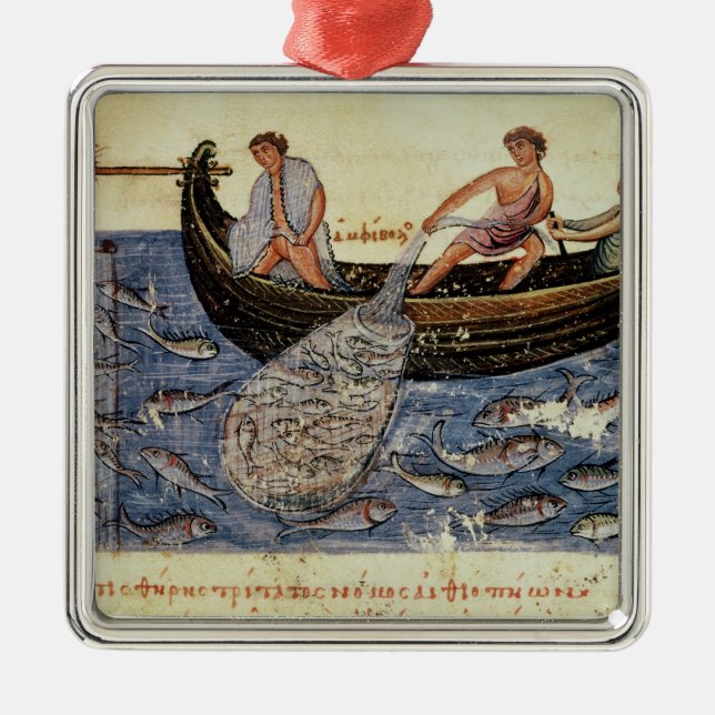 Fishing with a Net Metal Ornament (Front)